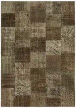 Patchwork Kahverengi Pamuk Üzerine Yün El Dokuma Kilim-250x353