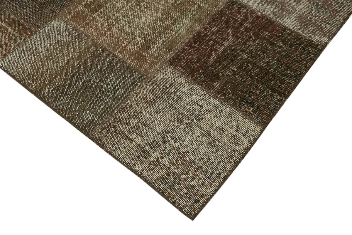 Patchwork Kahverengi Pamuk Üzerine Yün El Dokuma Kilim-250x353 - Görsel 4