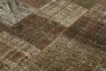 Patchwork Kahverengi Pamuk Üzerine Yün El Dokuma Kilim-250x353 - Görsel 5