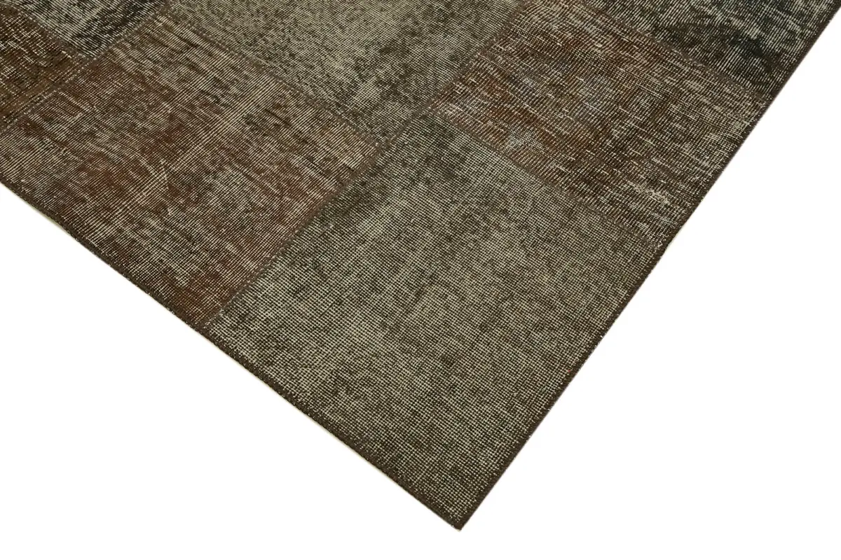Patchwork Kahverengi Pamuk Üzerine Yün El Dokuma Kilim-250x350 - Görsel 4