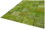 Patchwork Yeşil Pamuk Üzerine Yün El Dokuma Kilim-251x351 - Görsel 3