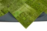 Patchwork Yeşil Pamuk Üzerine Yün El Dokuma Kilim-251x351 - Görsel 6