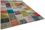 Patchwork Multi Pamuk Üzerine Yün El Dokuma Kilim-250x352 - Görsel 2