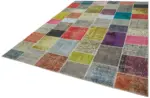Patchwork Multi Pamuk Üzerine Yün El Dokuma Kilim-250x352 - Görsel 3