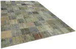 Patchwork Gri Pamuk Üzerine Yün El Dokuma Kilim-260x354 - Görsel 2