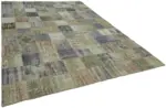 Patchwork Gri Pamuk Üzerine Yün El Dokuma Kilim-260x354 - Görsel 2