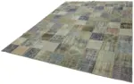 Patchwork Gri Pamuk Üzerine Yün El Dokuma Kilim-260x354 - Görsel 3