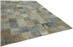 Patchwork Gri Pamuk Üzerine Yün El Dokuma Kilim-260x353 - Görsel 2