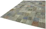Patchwork Gri Pamuk Üzerine Yün El Dokuma Kilim-260x353 - Görsel 3