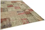 Patchwork Bej Pamuk Üzerine Yün El Dokuma Kilim-250x350 - Görsel 2