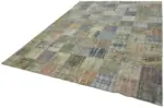 Patchwork Gri Pamuk Üzerine Yün El Dokuma Kilim-260x355 - Görsel 3