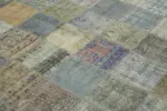 Patchwork Gri Pamuk Üzerine Yün El Dokuma Kilim-260x355 - Görsel 5