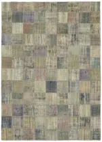 Patchwork Gri Pamuk Üzerine Yün El Dokuma Kilim-260x356