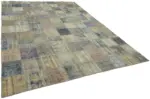Patchwork Gri Pamuk Üzerine Yün El Dokuma Kilim-260x356 - Görsel 2