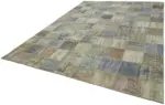 Patchwork Gri Pamuk Üzerine Yün El Dokuma Kilim-260x356 - Görsel 3