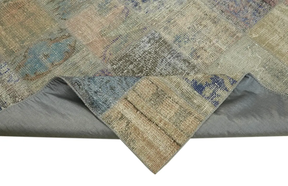 Patchwork Gri Pamuk Üzerine Yün El Dokuma Kilim-260x356 - Görsel 6