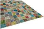 Patchwork Multi Pamuk Üzerine Yün El Dokuma Kilim-260x344 - Görsel 2