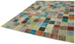 Patchwork Multi Pamuk Üzerine Yün El Dokuma Kilim-260x344 - Görsel 3