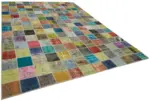 Patchwork Multi Pamuk Üzerine Yün El Dokuma Kilim-260x344 - Görsel 2