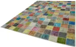 Patchwork Multi Pamuk Üzerine Yün El Dokuma Kilim-260x344 - Görsel 3