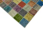 Patchwork Multi Pamuk Üzerine Yün El Dokuma Kilim-260x344 - Görsel 4