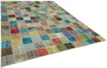 Patchwork Multi Pamuk Üzerine Yün El Dokuma Kilim-260x344 - Görsel 2