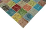 Patchwork Multi Pamuk Üzerine Yün El Dokuma Kilim-260x344 - Görsel 4