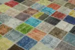 Patchwork Multi Pamuk Üzerine Yün El Dokuma Kilim-260x344 - Görsel 5