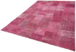 Patchwork Pembe Pamuk Üzerine Yün El Dokuma Kilim-250x350 - Görsel 3