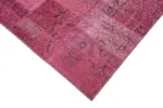 Patchwork Pembe Pamuk Üzerine Yün El Dokuma Kilim-250x350 - Görsel 4