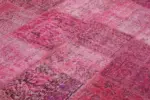 Patchwork Pembe Pamuk Üzerine Yün El Dokuma Kilim-250x350 - Görsel 5