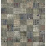 Patchwork Gri Pamuk Üzerine Yün El Dokuma Kilim-250x337