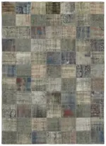 Patchwork Gri Pamuk Üzerine Yün El Dokuma Kilim-250x337