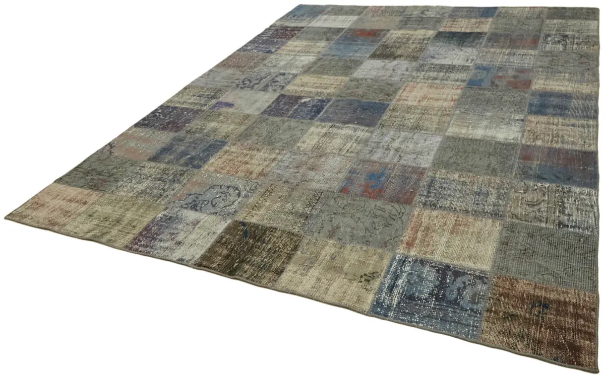 Patchwork Gri Pamuk Üzerine Yün El Dokuma Kilim-250x337 - Görsel 3