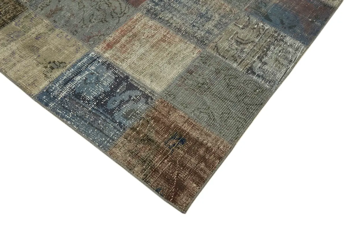 Patchwork Gri Pamuk Üzerine Yün El Dokuma Kilim-250x337 - Görsel 4