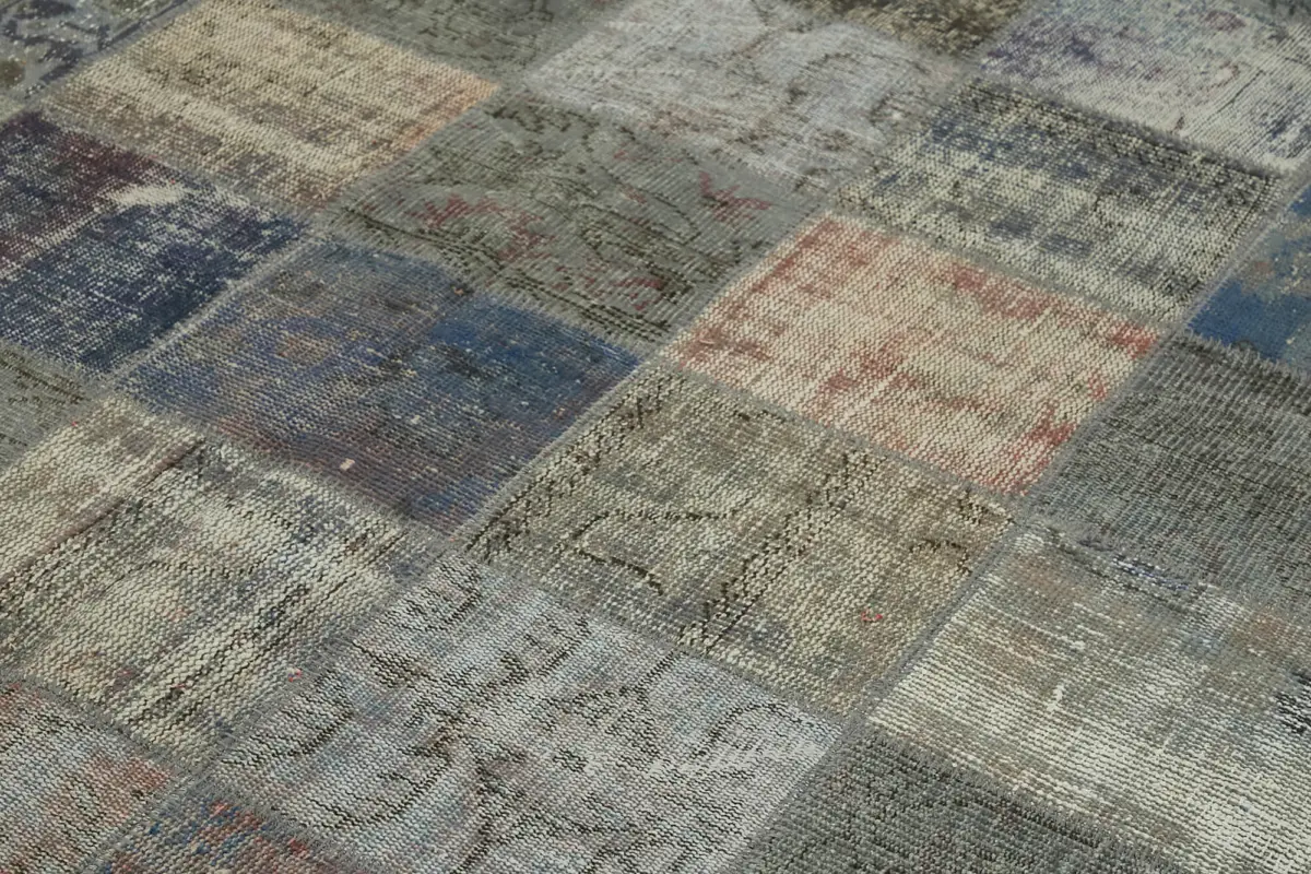 Patchwork Gri Pamuk Üzerine Yün El Dokuma Kilim-250x337 - Görsel 5