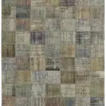 Patchwork Gri Pamuk Üzerine Yün El Dokuma Kilim-249x336