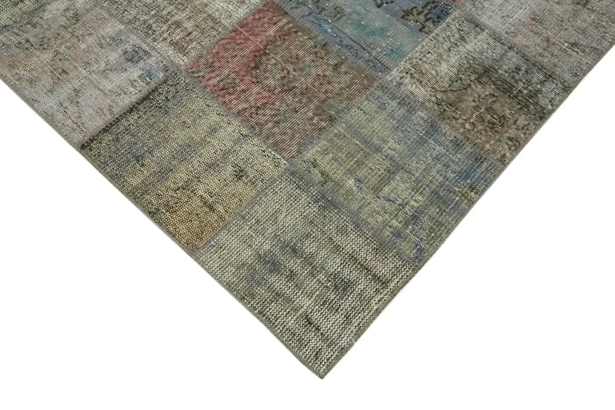 Patchwork Gri Pamuk Üzerine Yün El Dokuma Kilim-249x336 - Görsel 4