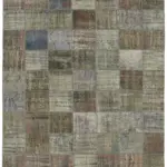Patchwork Gri Pamuk Üzerine Yün El Dokuma Kilim-248x337