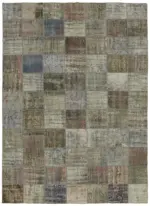 Patchwork Gri Pamuk Üzerine Yün El Dokuma Kilim-248x337