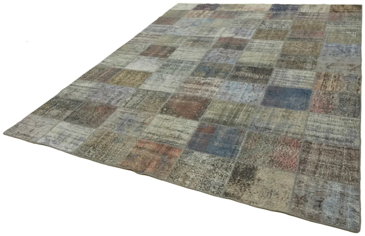 Patchwork Gri Pamuk Üzerine Yün El Dokuma Kilim-248x337 - Görsel 3