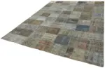 Patchwork Gri Pamuk Üzerine Yün El Dokuma Kilim-248x337 - Görsel 3