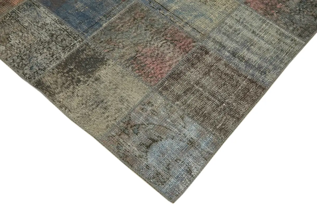 Patchwork Gri Pamuk Üzerine Yün El Dokuma Kilim-248x337 - Görsel 4