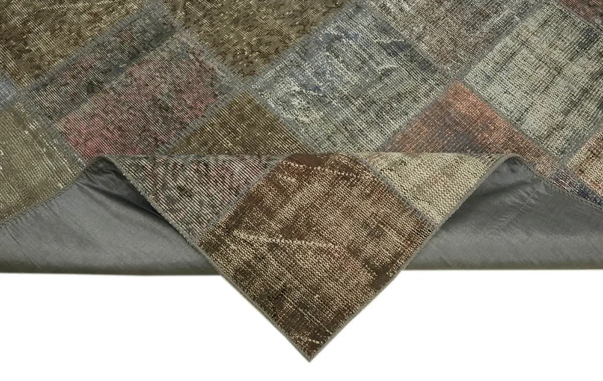 Patchwork Gri Pamuk Üzerine Yün El Dokuma Kilim-248x337 - Görsel 6