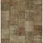 Patchwork Kahverengi Pamuk Üzerine Yün El Dokuma Kilim-250x350