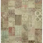 Patchwork Bej Pamuk Üzerine Yün El Dokuma Kilim-250x350