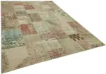 Patchwork Bej Pamuk Üzerine Yün El Dokuma Kilim-250x350 - Görsel 2