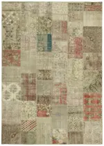 Patchwork Bej Pamuk Üzerine Yün El Dokuma Kilim-250x350