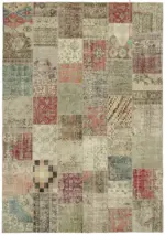 Patchwork Bej Pamuk Üzerine Yün El Dokuma Kilim-250x350