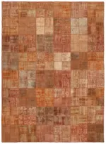 Patchwork Turuncu Pamuk Üzerine Yün El Dokuma Kilim-255x344